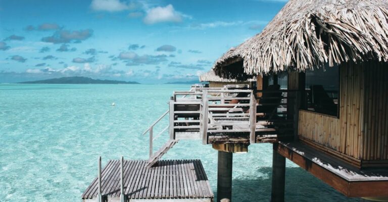 Luxury Travel - Brown Nipa Hut on Body of Water