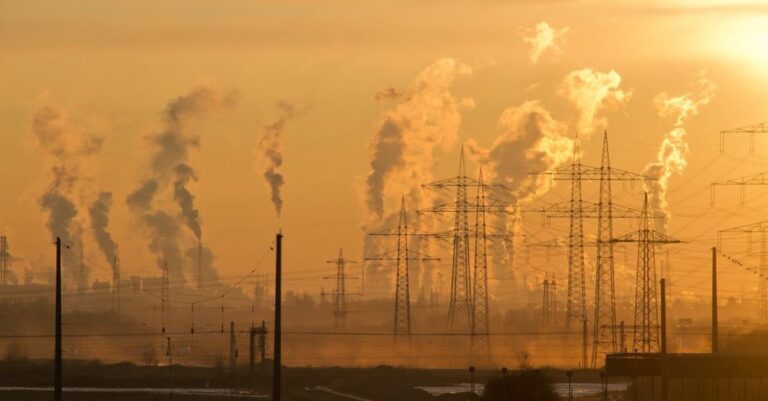 Climate Change - Electric Towers during Golden Hour